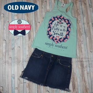 SIMPLY SOUTHERN TANK TOP AND JEAN SHORTS OUTFIT